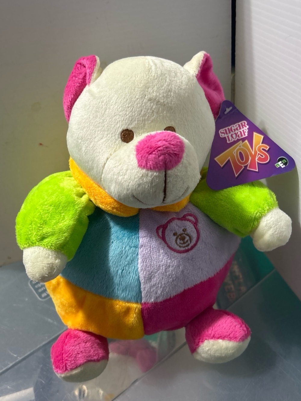 Multicolor Patchwork Plush Bear - Bright Kids Stuffed Animal